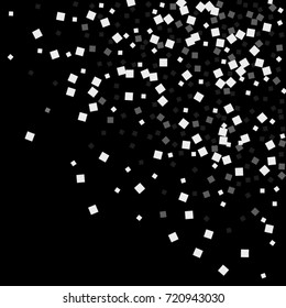 Silver confetti on a black background. Luxury New Year Background. Silver grainy abstract texture on a black background. Element of design. Vector illustration, EPS 10.