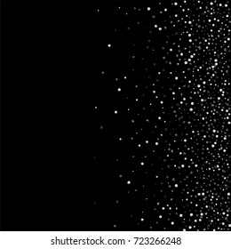 Silver confetti on a black background. Luxury New Year Background. Silver grained abstract texture sparkles and flickers. Element of design. Vector illustration, EPS 10.