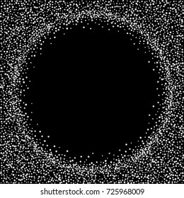 Silver confetti on a black background. Luxury New Year Background. Silver grained abstract texture sparkles and flickers. Element of design. Vector illustration, EPS 10.