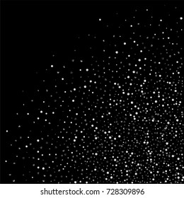Silver confetti on a black background. Luxury New Year Background. Silver grained abstract texture sparkles and flickers. Element of design. Vector illustration, EPS 10.