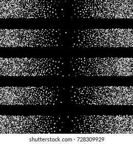 Silver confetti on a black background. Luxury New Year Background. Silver grained abstract texture sparkles and flickers. Element of design. Vector illustration, EPS 10.