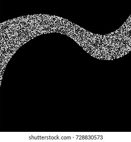 Silver confetti on a black background. Luxury New Year Background. Silver grained abstract texture sparkles and flickers. Element of design. Vector illustration, EPS 10.