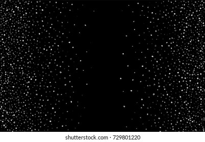 Silver confetti on a black background. Luxury New Year Background. Silver grained abstract texture sparkles and flickers. Element of design. Vector illustration, EPS 10.