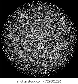 Silver confetti on a black background. Luxury New Year Background. Silver grained abstract texture sparkles and flickers. Element of design. Vector illustration, EPS 10.