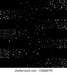 Silver confetti on a black background. Luxury New Year Background. Silver grained abstract texture sparkles and flickers. Element of design. Vector illustration, EPS 10.