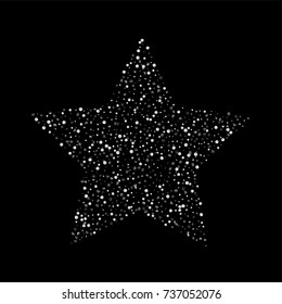 Silver confetti on a black background. Luxury New Year Background. Silver grained abstract texture sparkles and flickers. Element of design. Vector illustration, EPS 10.