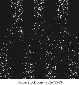 Silver confetti on a black background. Luxury festive background. Silver grainy abstract texture on a black background. Element of design. Vector illustration, EPS 10.