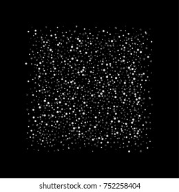 Silver confetti on a black background. Luxury New Year Background. Silver grained abstract texture sparkles and flickers. Element of design. Vector illustration, EPS 10.