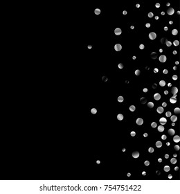 Silver confetti on a black background. Luxury festive background. Silver grainy abstract texture on a black background. Element of design. Vector illustration, EPS 10.