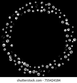 Silver confetti on a black background. Luxury festive background. Silver grainy abstract texture on a black background. Element of design. Vector illustration, EPS 10.