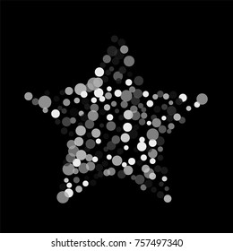 Silver confetti on a black background. Luxury festive background. Silver translucent abstract dots are scattered on a black background. Element of design. Vector illustration, EPS 10.