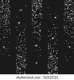 Silver confetti on a black background. Luxury festive background. Silver grainy abstract texture on a black background. Element of design. Vector illustration, EPS 10.