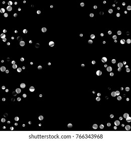 Silver confetti on a black background. Luxury festive background. Silver grainy abstract texture on a black background. Element of design. Vector illustration, EPS 10.