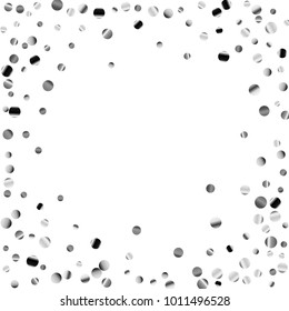 Silver confetti on a white background. Luxury festive background. Silver  abstract dots scattered on a white background. Element of design. Vector illustration, EPS 10.