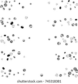 Silver confetti on a white background. Luxury festive background. Silver  abstract dots scattered on a white background. Element of design. Vector illustration, EPS 10.