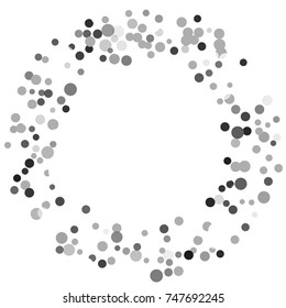 Silver confetti on a white background. Luxury festive background. Silver translucent abstract dots scattered on a white background. Element of design. Vector illustration, EPS 10.