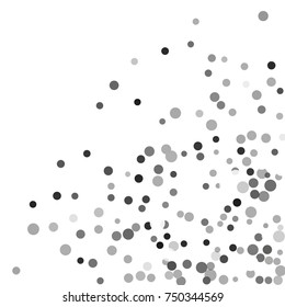 Silver confetti on a white background. Luxury festive background. Silver translucent abstract dots scattered on a white background. Element of design. Vector illustration, EPS 10.