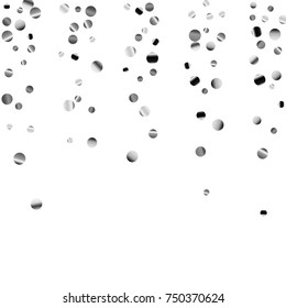 Silver confetti on a white background. Luxury festive background. Silver  abstract dots scattered on a white background. Element of design. Vector illustration, EPS 10.