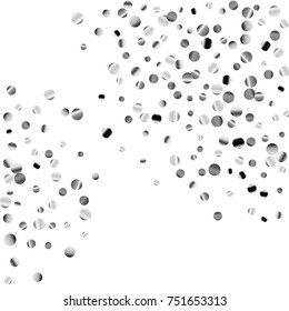 Silver confetti on a white background. Luxury festive background. Silver  abstract dots scattered on a white background. Element of design. Vector illustration, EPS 10.