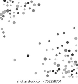 Silver confetti on a white background. Luxury festive background. Silver translucent abstract dots scattered on a white background. Element of design. Vector illustration, EPS 10.