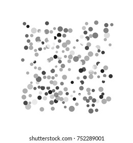 Silver confetti on a white background. Luxury festive background. Silver translucent abstract dots scattered on a white background. Element of design. Vector illustration, EPS 10.