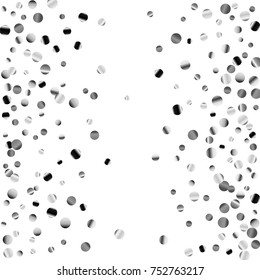 Silver confetti on a white background. Luxury festive background. Silver  abstract dots scattered on a white background. Element of design. Vector illustration, EPS 10.
