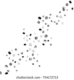 Silver confetti on a white background. Luxury festive background. Silver  abstract dots scattered on a white background. Element of design. Vector illustration, EPS 10.