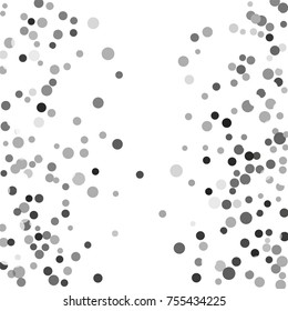 Silver confetti on a white background. Luxury festive background. Silver translucent abstract dots scattered on a white background. Element of design. Vector illustration, EPS 10.
