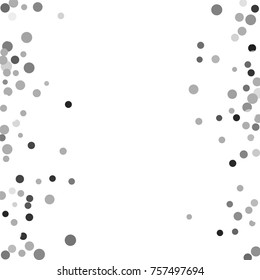 Silver confetti on a white background. Luxury festive background. Silver translucent abstract dots scattered on a white background. Element of design. Vector illustration, EPS 10.