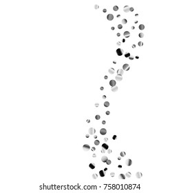 Silver confetti on a white background. Luxury festive background. Silver  abstract dots scattered on a white background. Element of design. Vector illustration, EPS 10.