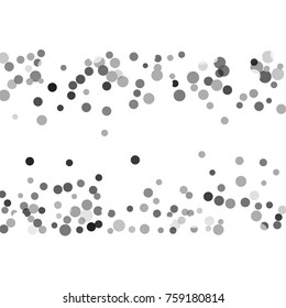 Silver confetti on a white background. Luxury festive background. Silver translucent abstract dots scattered on a white background. Element of design. Vector illustration, EPS 10.