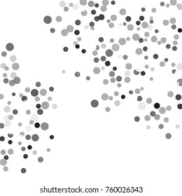 Silver confetti on a white background. Luxury festive background. Silver translucent abstract dots scattered on a white background. Element of design. Vector illustration, EPS 10.