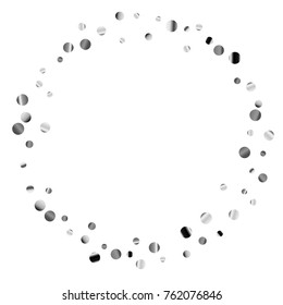 Silver confetti on a white background. Luxury festive background. Silver  abstract dots scattered on a white background. Element of design. Vector illustration, EPS 10.