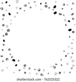 Silver confetti on a white background. Luxury festive background. Silver  abstract dots scattered on a white background. Element of design. Vector illustration, EPS 10.
