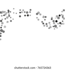 Silver confetti on a white background. Luxury festive background. Silver translucent abstract dots scattered on a white background. Element of design. Vector illustration, EPS 10.