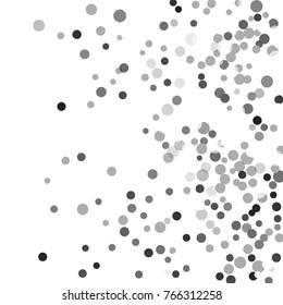 Silver confetti on a white background. Luxury festive background. Silver translucent abstract dots scattered on a white background. Element of design. Vector illustration, EPS 10.