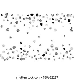 Silver confetti on a white background. Luxury festive background. Silver  abstract dots scattered on a white background. Element of design. Vector illustration, EPS 10.