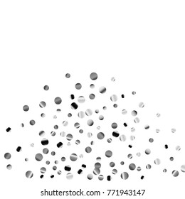 Silver confetti on a white background. Luxury festive background. Silver  abstract dots scattered on a white background. Element of design. Vector illustration, EPS 10.