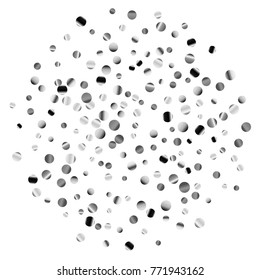 Silver confetti on a white background. Luxury festive background. Silver  abstract dots scattered on a white background. Element of design. Vector illustration, EPS 10.
