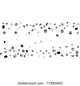 Silver confetti on a white background. Luxury festive background. Silver  abstract dots scattered on a white background. Element of design. Vector illustration, EPS 10.