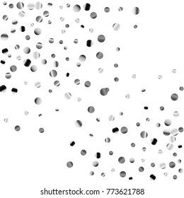 Silver confetti on a white background. Luxury festive background. Silver  abstract dots scattered on a white background. Element of design. Vector illustration, EPS 10.