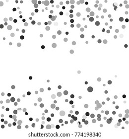 Silver confetti on a white background. Luxury festive background. Silver translucent abstract dots scattered on a white background. Element of design. Vector illustration, EPS 10.