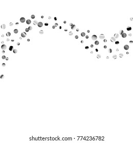 Silver confetti on a white background. Luxury festive background. Silver  abstract dots scattered on a white background. Element of design. Vector illustration, EPS 10.