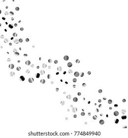 Silver confetti on a white background. Luxury festive background. Silver  abstract dots scattered on a white background. Element of design. Vector illustration, EPS 10.