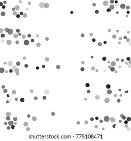 Silver confetti on a white background. Luxury festive background. Silver translucent abstract dots scattered on a white background. Element of design. Vector illustration, EPS 10.