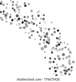 Silver confetti on a white background. Luxury festive background. Silver translucent abstract dots scattered on a white background. Element of design. Vector illustration, EPS 10.