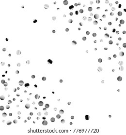 Silver confetti on a white background. Luxury festive background. Silver  abstract dots scattered on a white background. Element of design. Vector illustration, EPS 10.