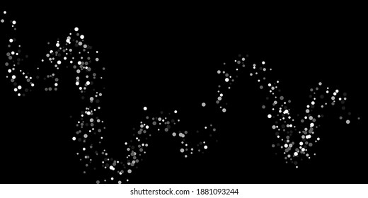 Silver confetti point. Luxury festive background. Silver grainy abstract texture overflows against a black background. Element of design. Vector illustration, EPS 10.