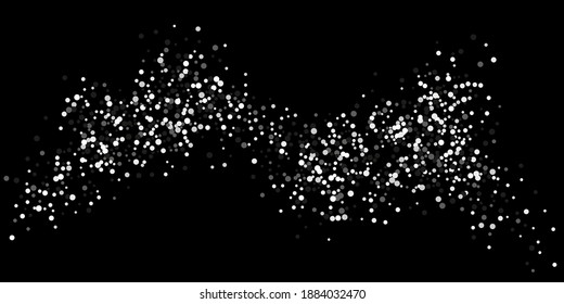 Silver confetti point. Luxury festive background. Silver grainy abstract texture overflows against a black background. Element of design. Vector illustration, EPS 10. 