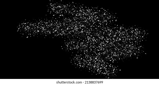 Un confeti plateado apunta sobre un fondo negro. Lujoso marco festivo. La textura abstracta granulada de plata se desborda sobre un fondo negro. Elemento de diseño. Ilustración del vector, EPS 10. 